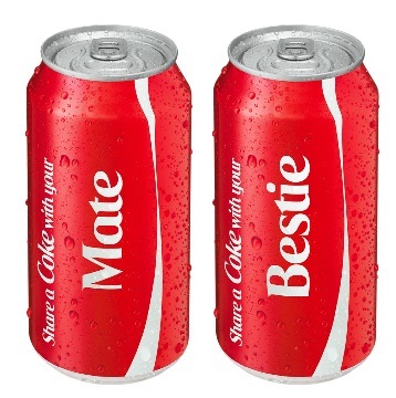 Mate and Bestie Coke cans