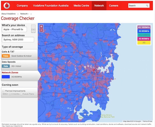 Online coverage map