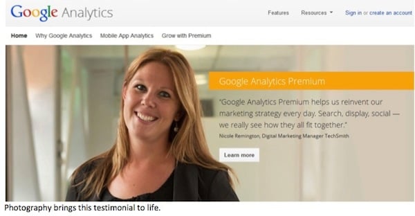 Google Analytics B2b testimonial image
