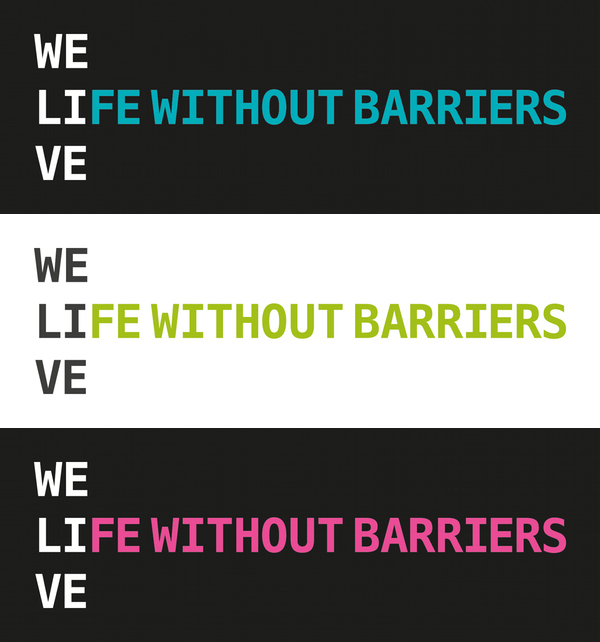 Life Without Barriers rebrand logo three colours 