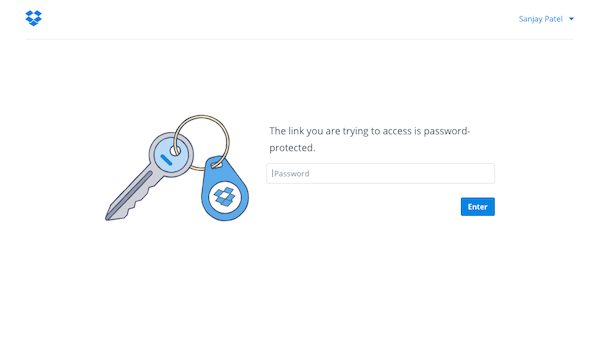 Dropbox Pro screenshot password