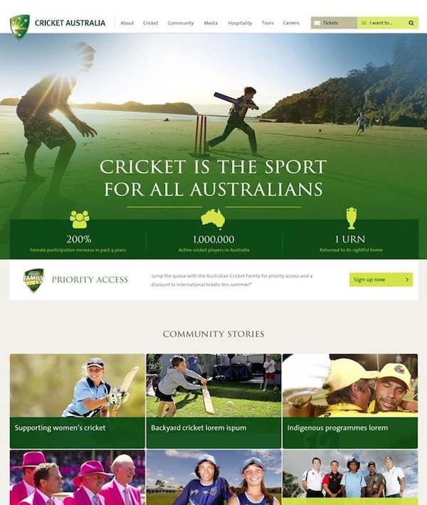 Cricket Australia new corporate site