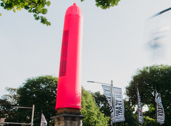 This Sydney monument is wearing a giant pink condom for a week to promote safe sex