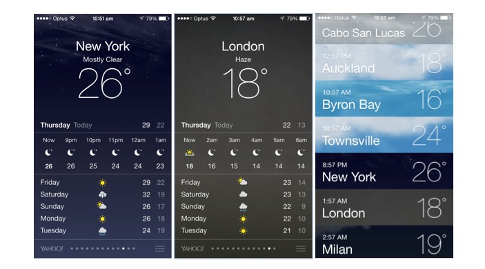 Apple weather app screens 