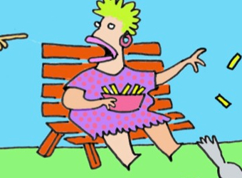 Please do not feed the birds – cartoon