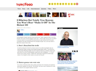 Media wrap- Triple J attacks Buzzfeed’s #Tay4Hottest100, commercial radio figures strong in 2014, Vevo gets into radio