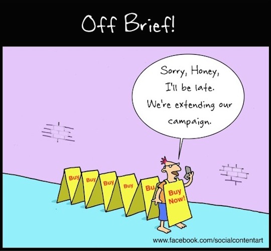 Best practice guide to sandwich-board marketing – cartoon