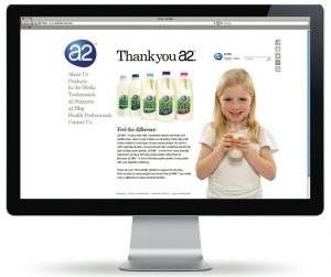 A2 Milk website screenshot