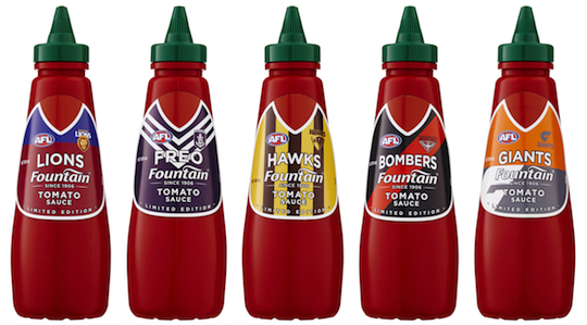 Fountain sauce teams up with AFL for seasonal packaging design
