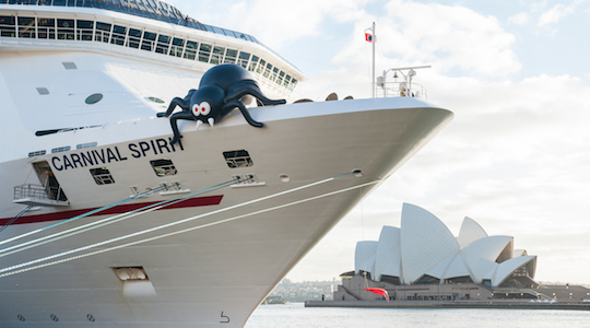 Giant spider rides on Carnival Cruise ship for Halloween