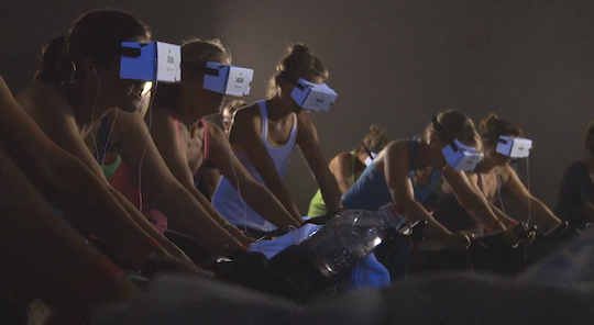 Steve Waugh cycles for charity in virtual reality with Fitness First members