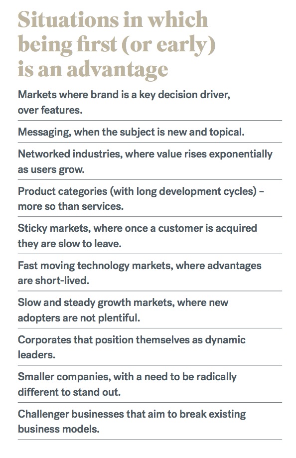 Situations when first mover advantage exists