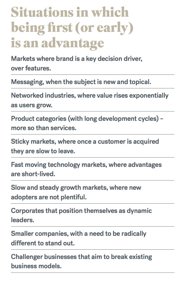 Situations when first mover advantage exists