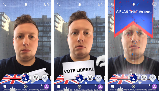 Snapchat Liberal Party sponsored lens