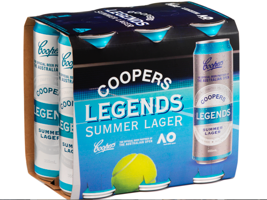 Tennis tinnies: Coopers launches Legends Summer Lager for Australian Open