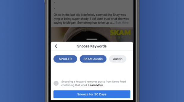 Spoilers begone – Facebook launches keyword snoozing to temporarily block unwanted posts