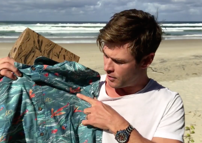 Hemsworth with Corona Hawaiian shirt