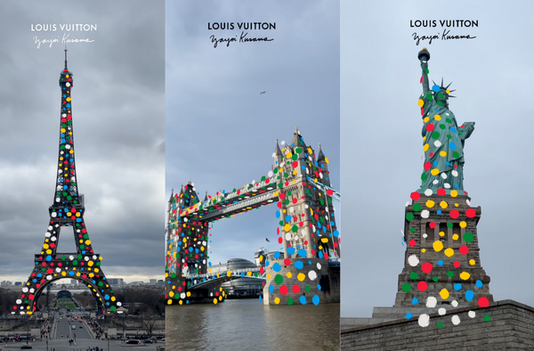 Yayoi Kusama's giant sculpture looks over Louis Vuitton's Paris store