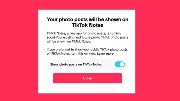 TikTok Notes notification