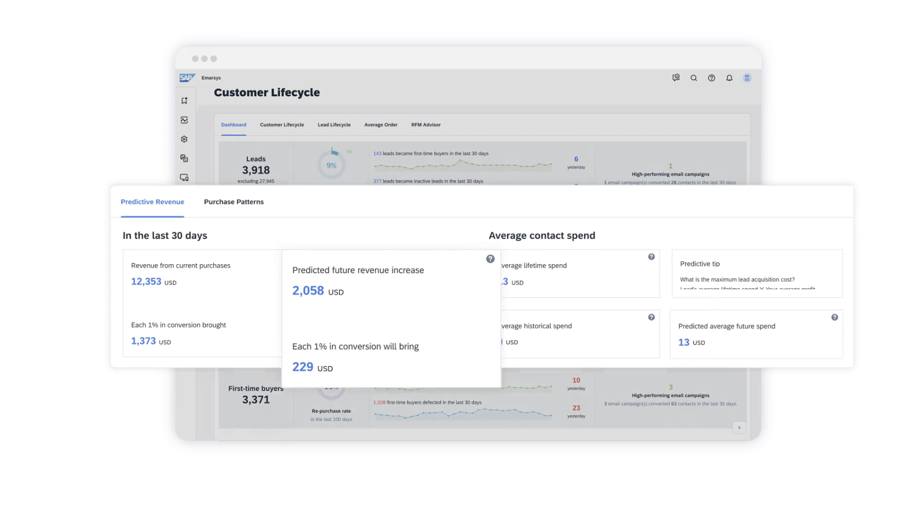 AI in marketing Emarsys SAP dashboard